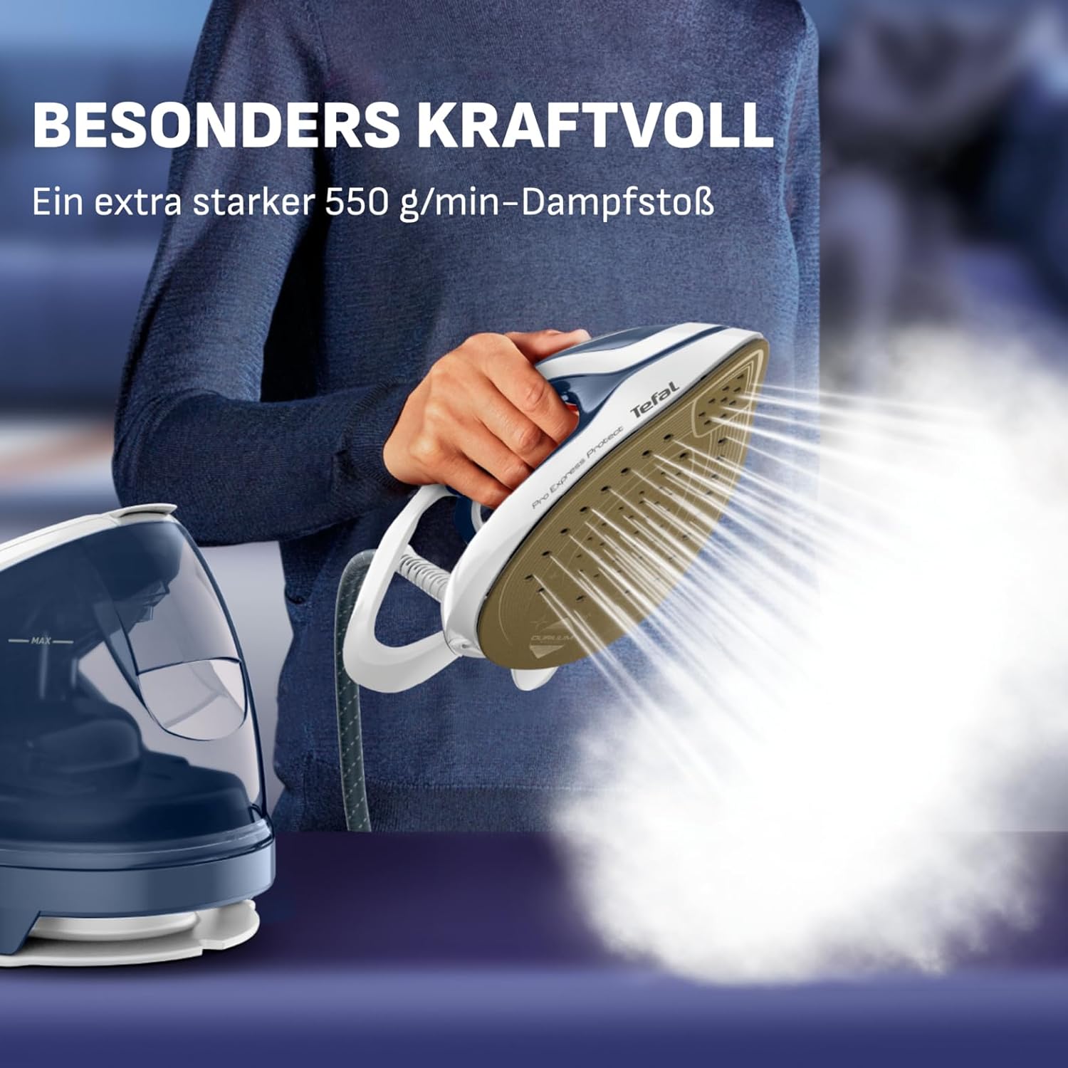 Thumbnail 2 de Tefal Pro Express Protect Dampfbügelstation GV9225 (7,6 bar) mit Vertikaldampf und Anti-Kalk-Kollektor