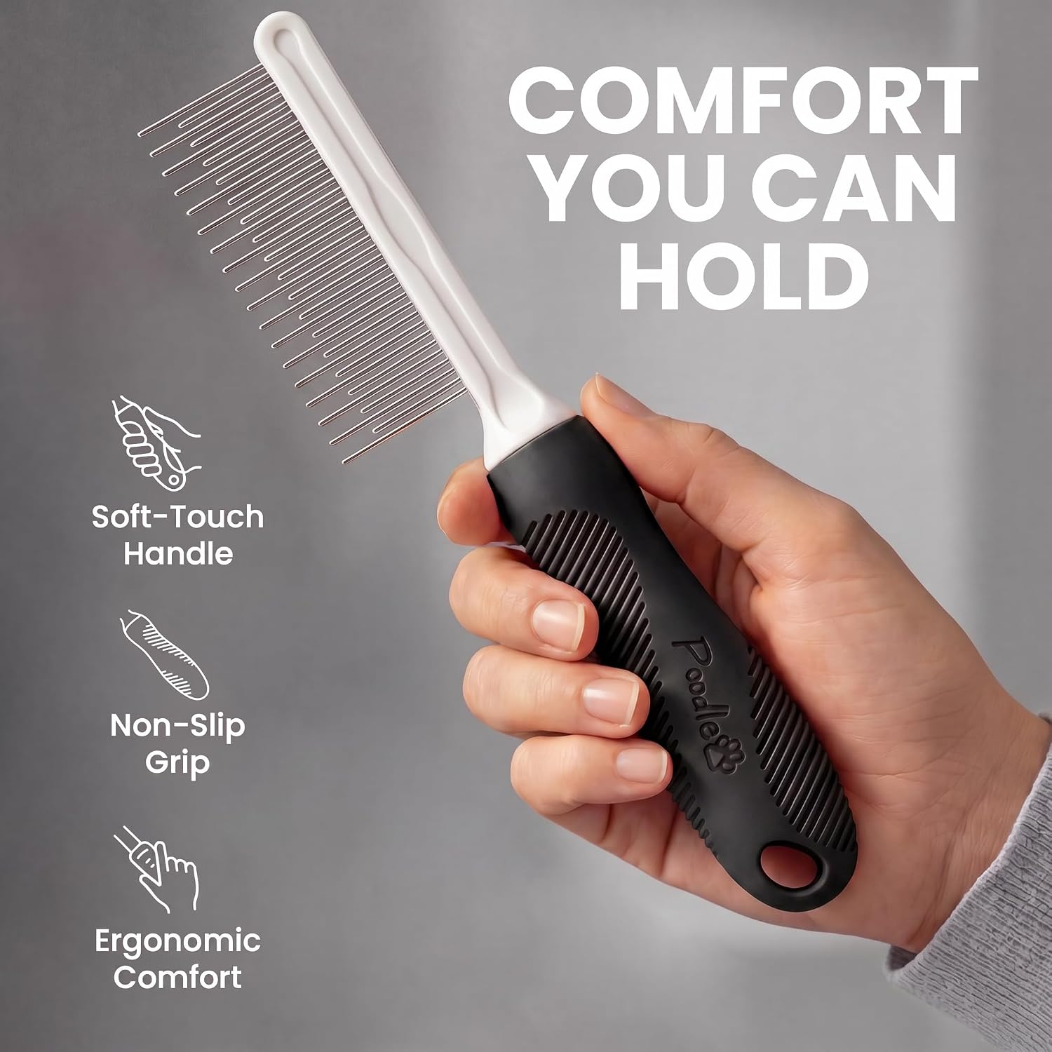 Detalle 2 de POODLIE Pet Grooming Comb with Stainless Steel Teeth