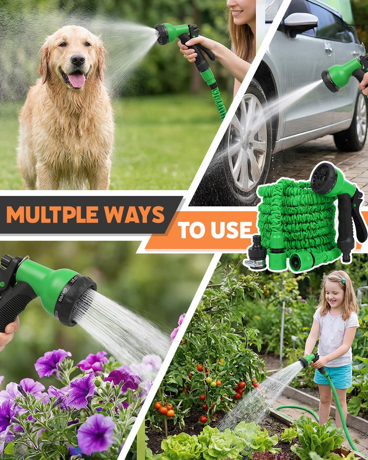 Thumbnail 6 de 30M Expandable Water Hose 100FT: Lightweight, Flexible Garden Hose with 8 Spray Functions