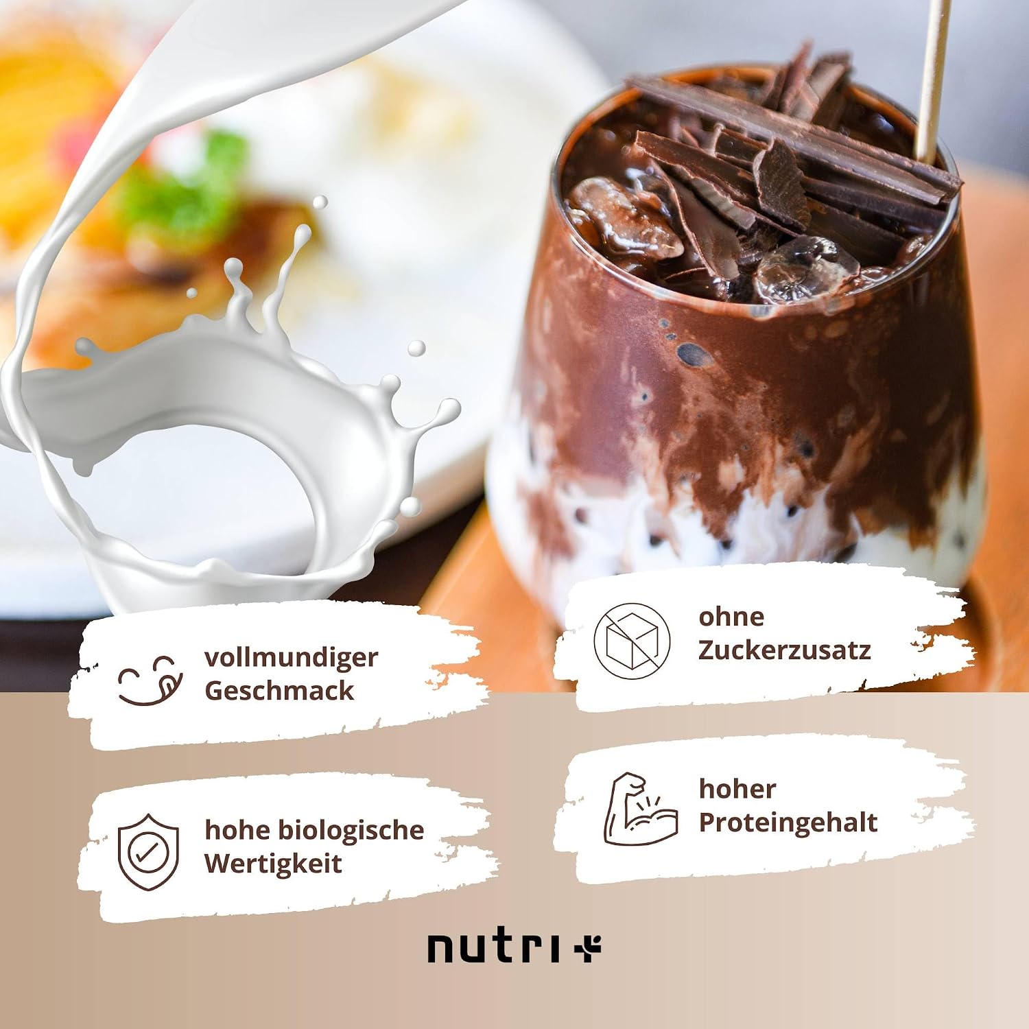 Detalle 2 de Nutri + Proteinshake Schokolade 1 kg Proteinpulver