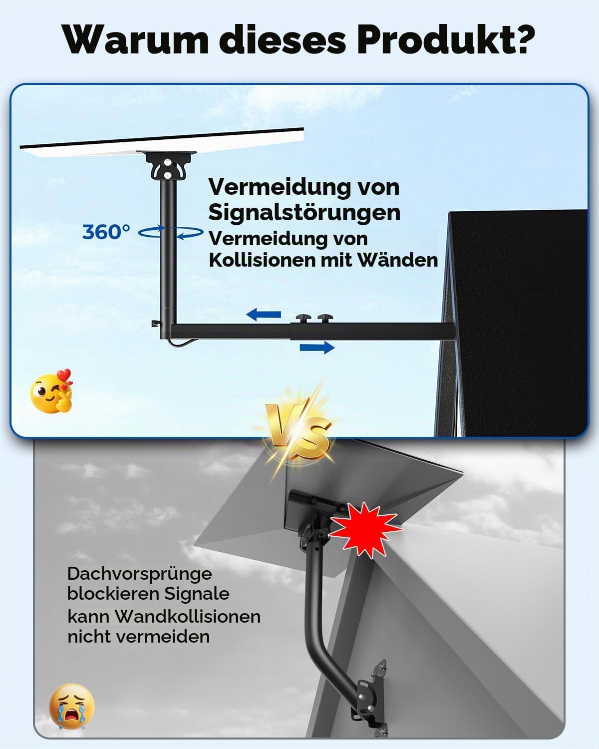 Detalle 2 de Starlink Gen 3 Halterung – 360° verstellbare, rostfreie Außenhalterung mit Auszieharm