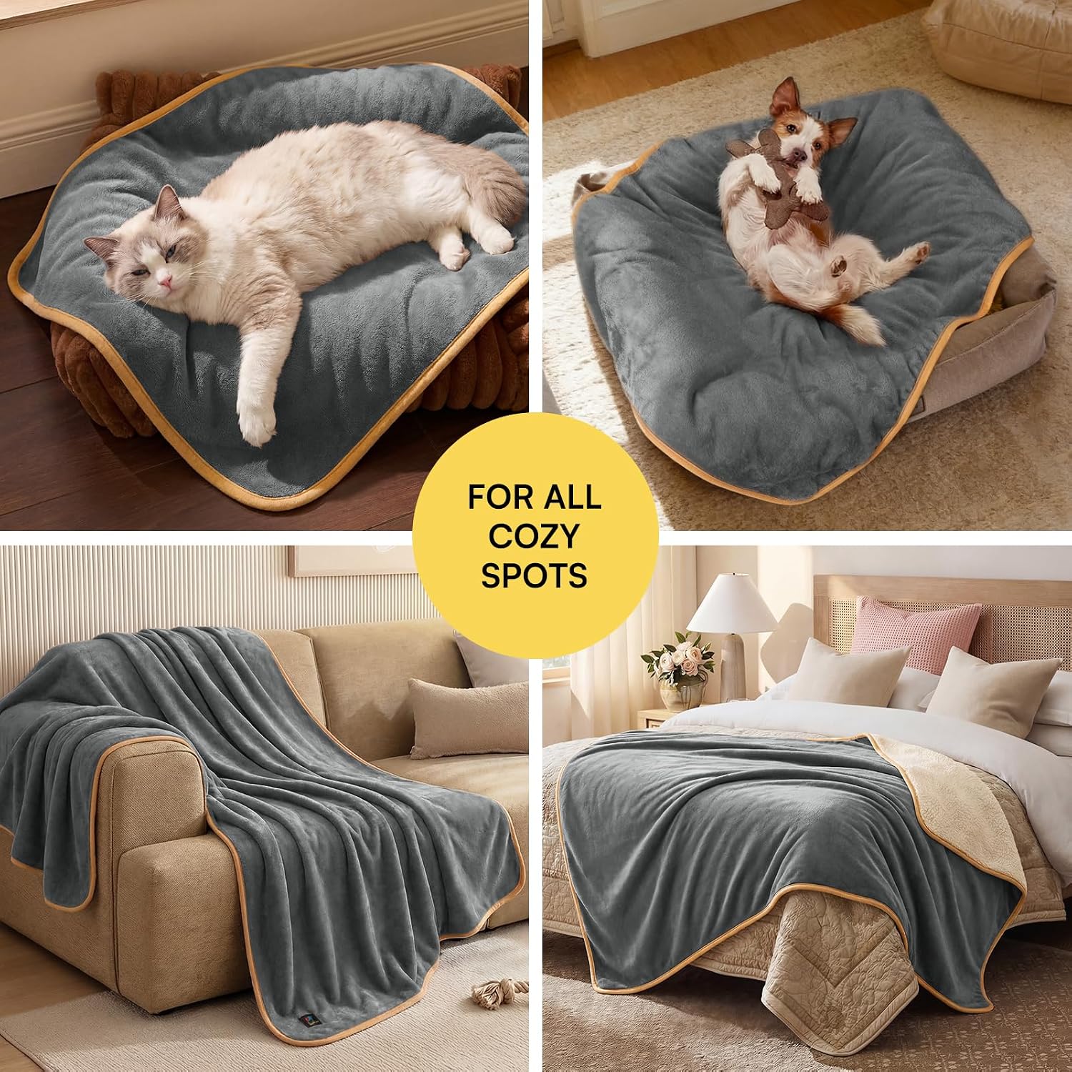 Detalle de Luciphia Waterproof Pet Blanket, Queen 90" x 82", Reversible Sherpa Fleece