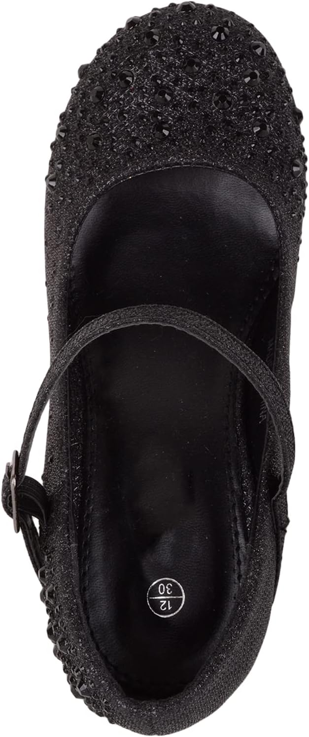 Detalle de ABSOLUTE FOOTWEAR Kids Glitter Diamante Heeled Shoes – Party Ready