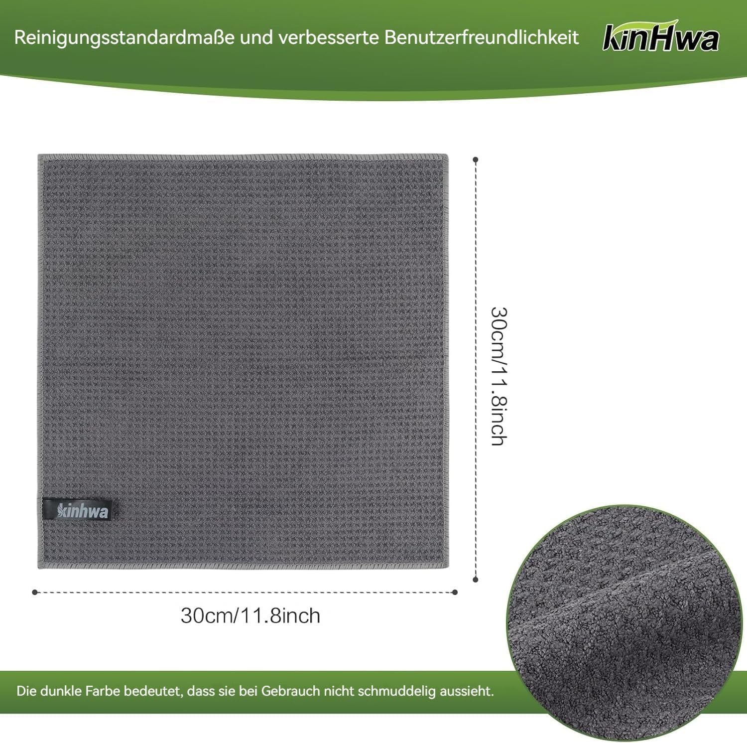 Thumbnail 1 de KinHwa Mikrofaser-Reinigungstücher (6er Set) grau, 30 x 30 cm – waschbar, saugstark