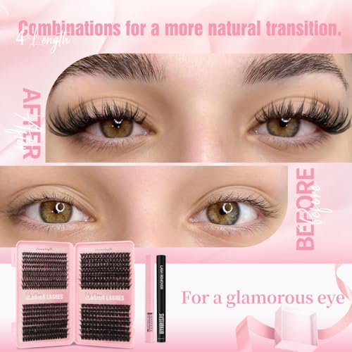 Detalle de Sixstarhair kit de faux cils en bouquets, 60D à 150D, 10–16 mm