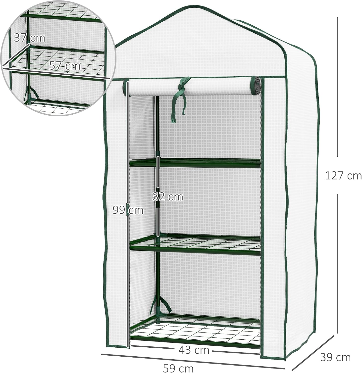 Thumbnail 6 de Outsunny 3 Tier Mini Greenhouse 127 cm high 🌱