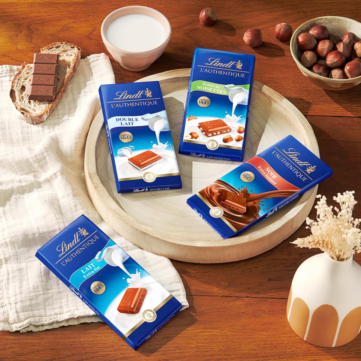 Detalle de Lindt Lot de 5 Tablettes L'AUTHENTIQUE – Noir Extra Fondant 5x100 g