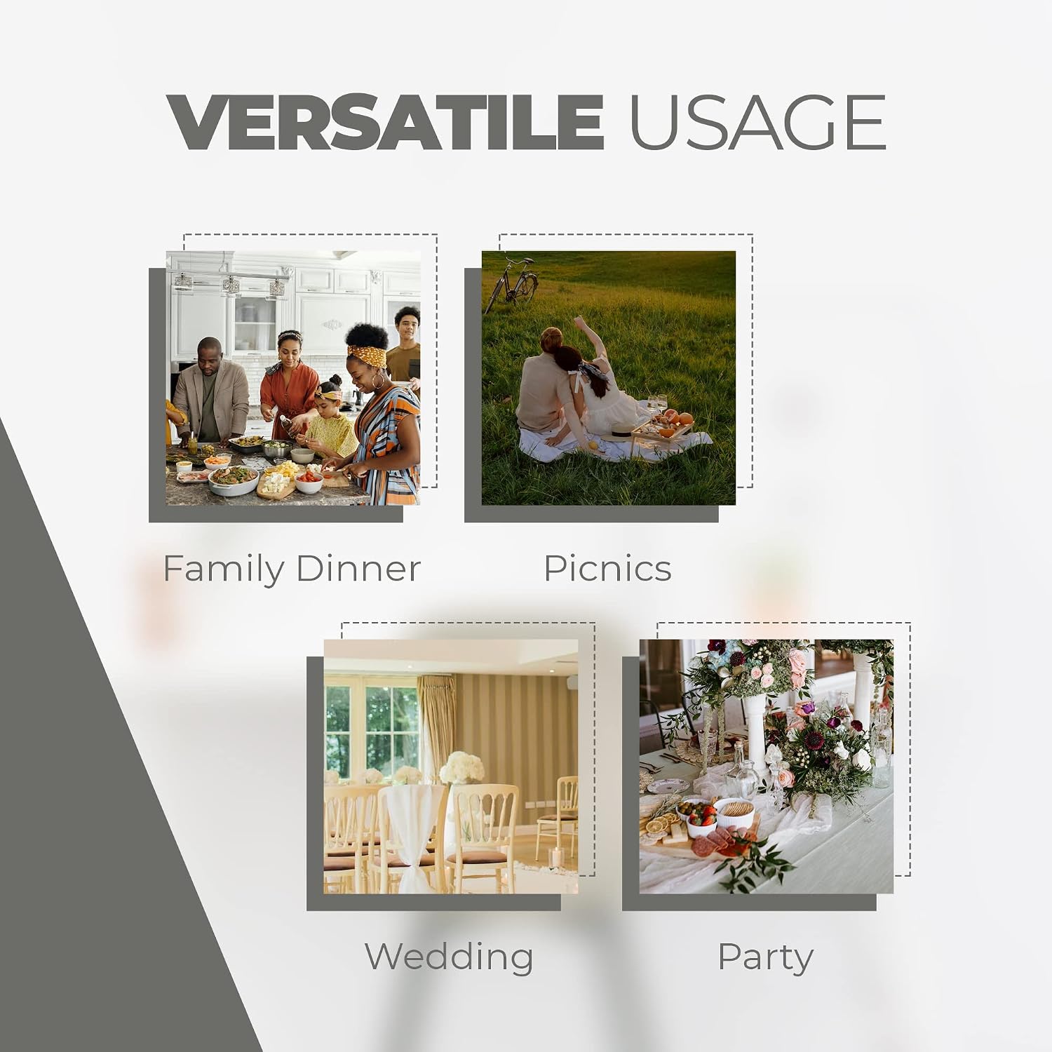 Detalle 2 de Decorelia Faux Linen Tablecloth 144 x 60 Inches