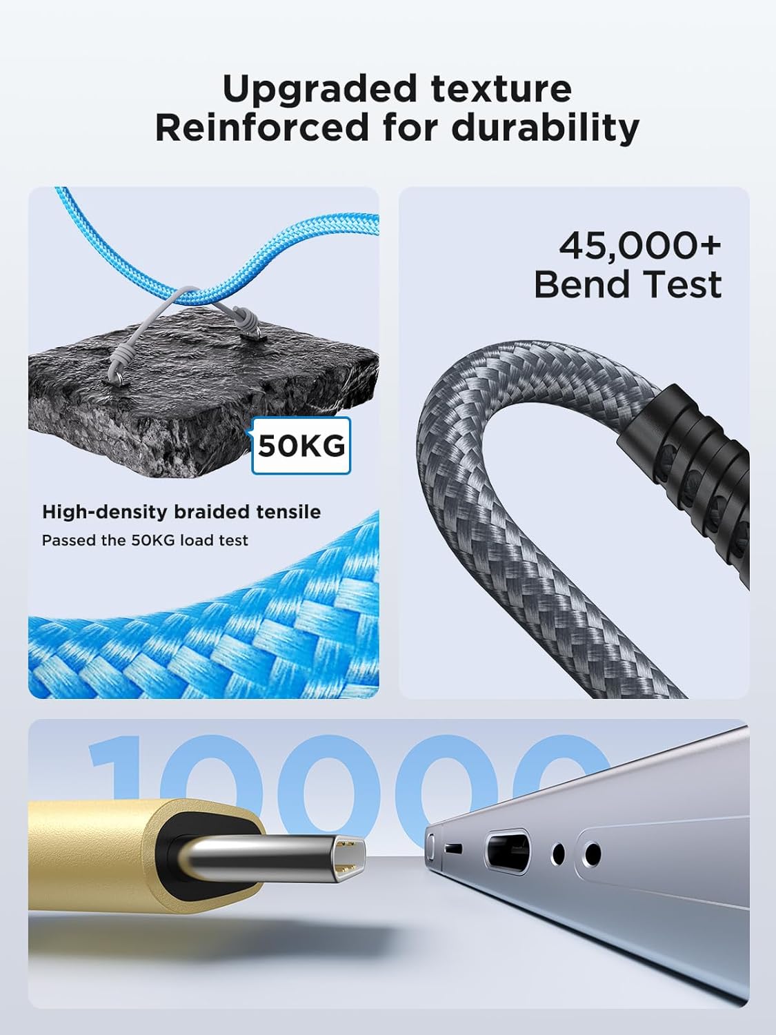 Thumbnail 2 de Yosou USB-C Charger Cable 3m (3-Pack) – Fast Charging USB to USB-C Leads for iPhone, Galaxy, Pixel & more