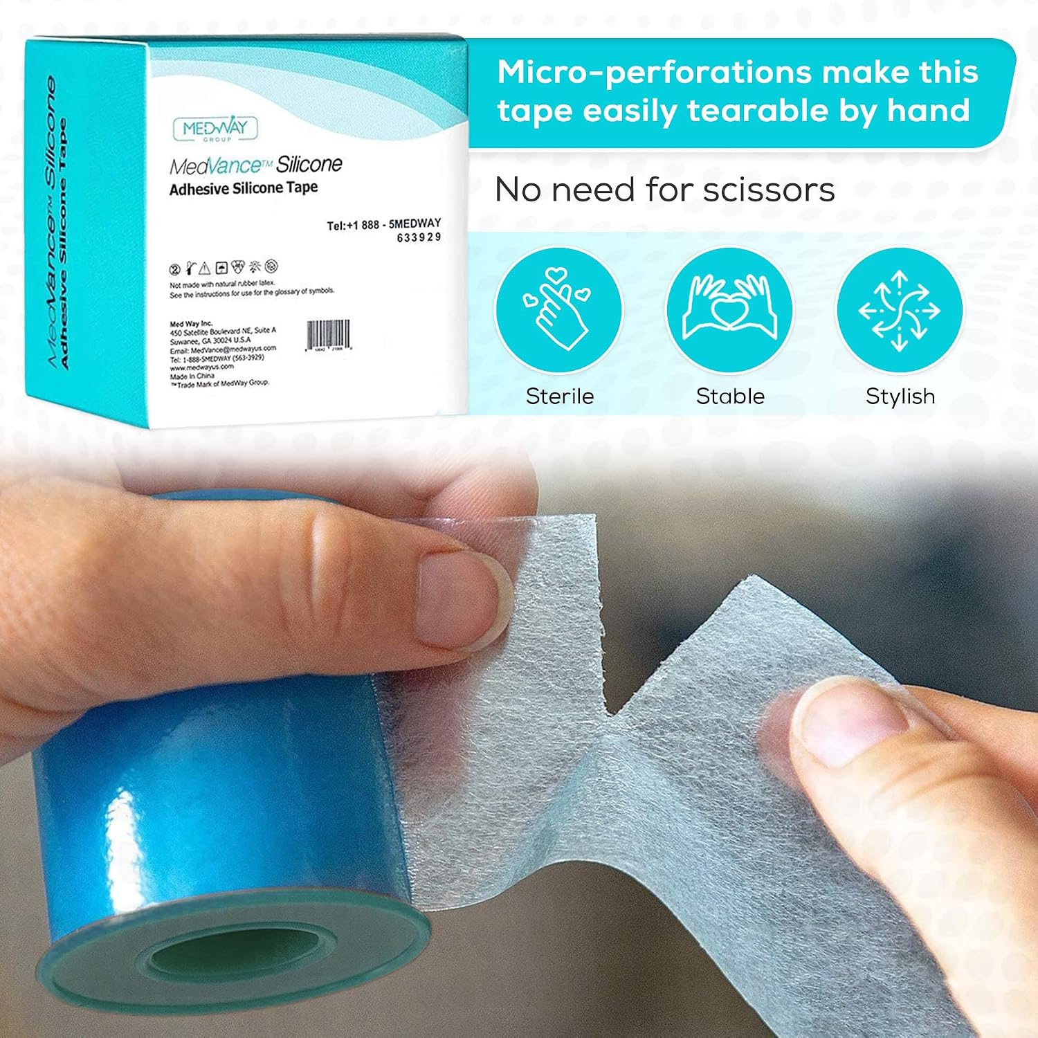 Detalle de MedVance V5000150 Silicone Medical Tape, 1" x 5', 3-Pack