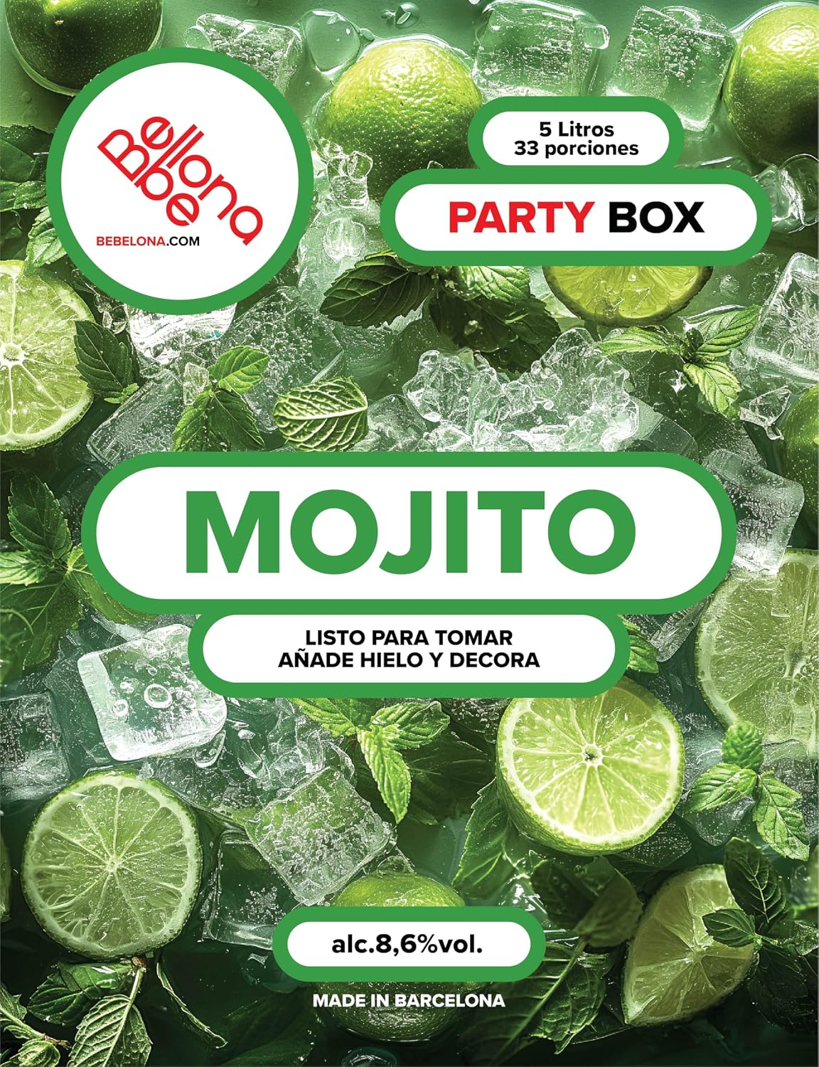 Detalle 2 de BEBELONA MOJITO 🍹 Cóctel Alcohólico Listo para Servir 5 LTR