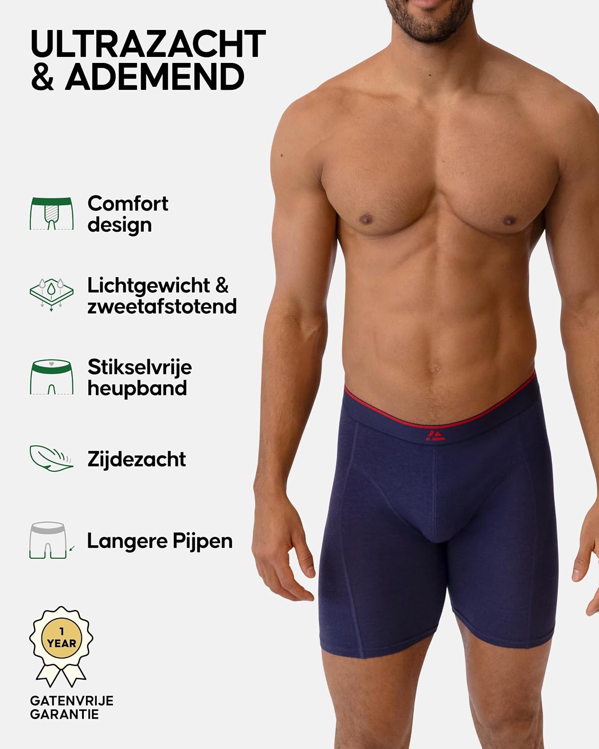 Detalle de DANISH ENDURANCE Merino Thermo Shirt voor heren, lange mouw en platte naden