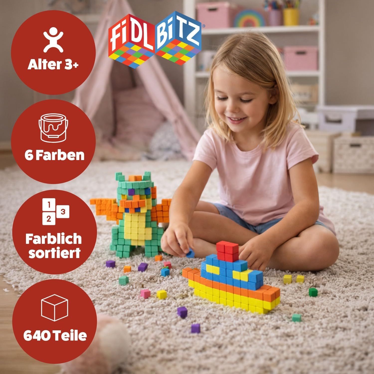Detalle 2 de FIDL BITZ Deluxe Set 640 Selbstklebende Würfel