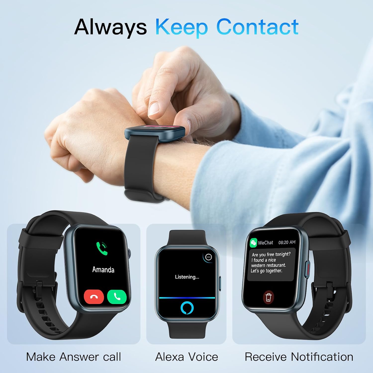 Detalle 2 de Smart Watch for Men & Women with Alexa Built-in, 1.8" HD Display, 120 Sports Modes, 3ATM Waterproof, and Health Tracking