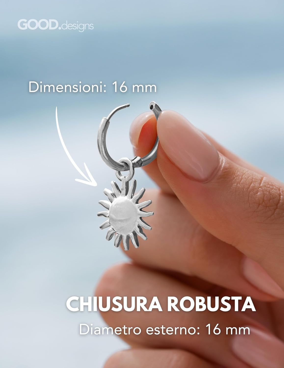 Detalle 2 de GD GOOD.designs Orecchini cerchio con ciondolo 17mm