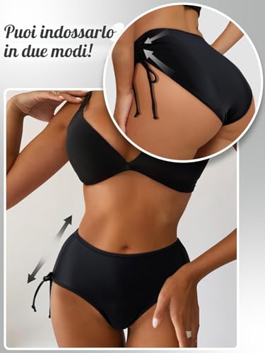 Detalle de Comfyouth Costume da bagno per il ciclo da donna a 4 strati: bikini nero high-rise per adolescenti e donne