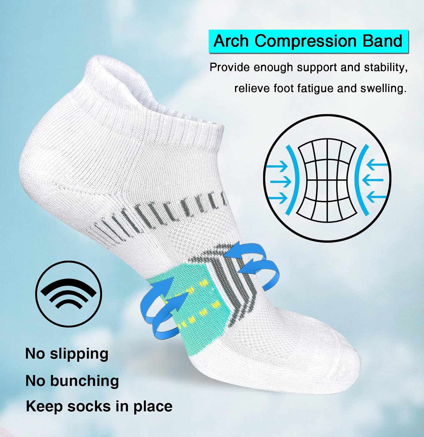 Detalle de suaskk Womens Athletic Cushioned Anti-Blister Comfort Running Ankle Socks (5 Pairs)