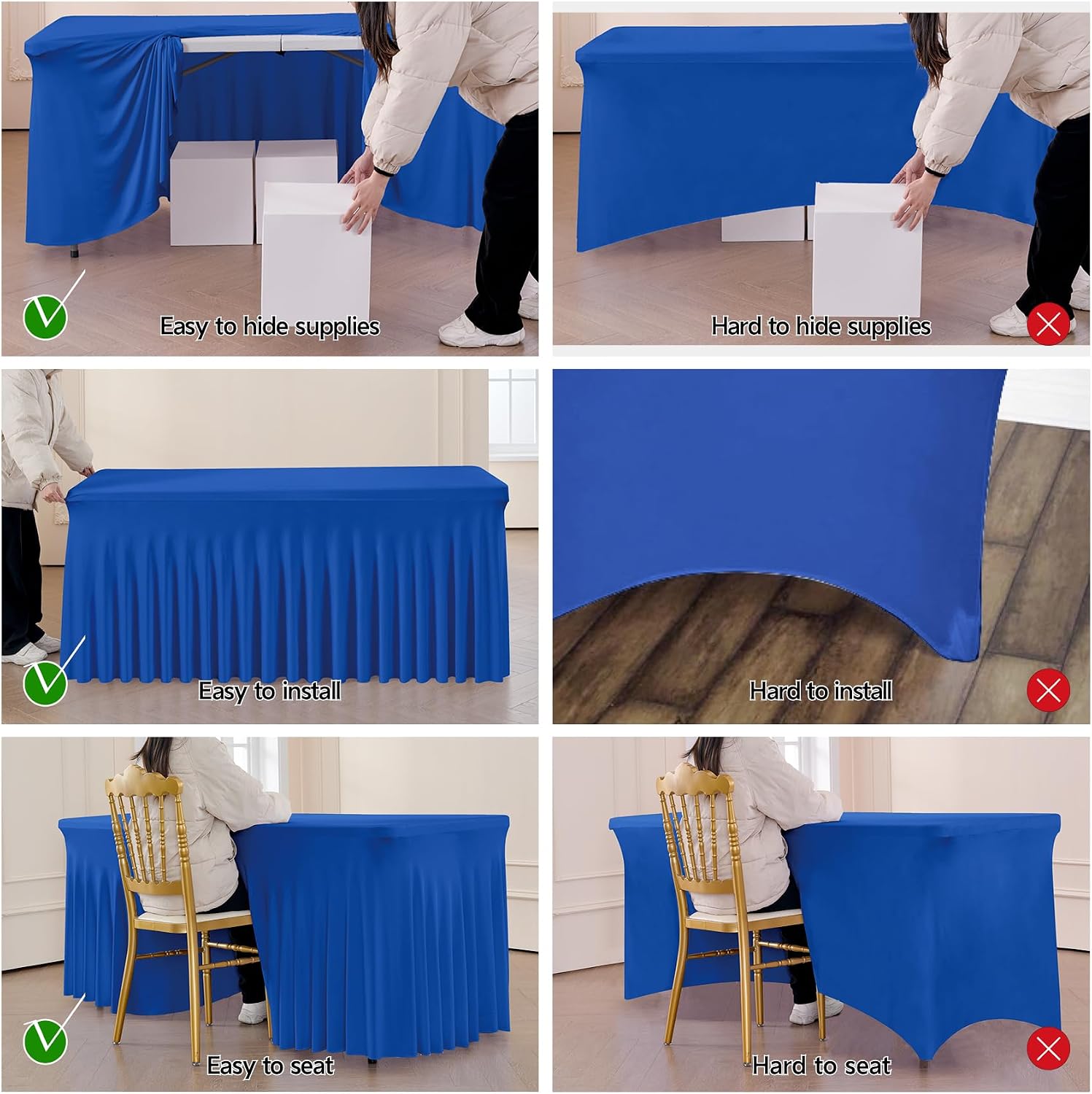 Thumbnail 3 de leegleri Royal Blue 6ft Spandex Tablecloths