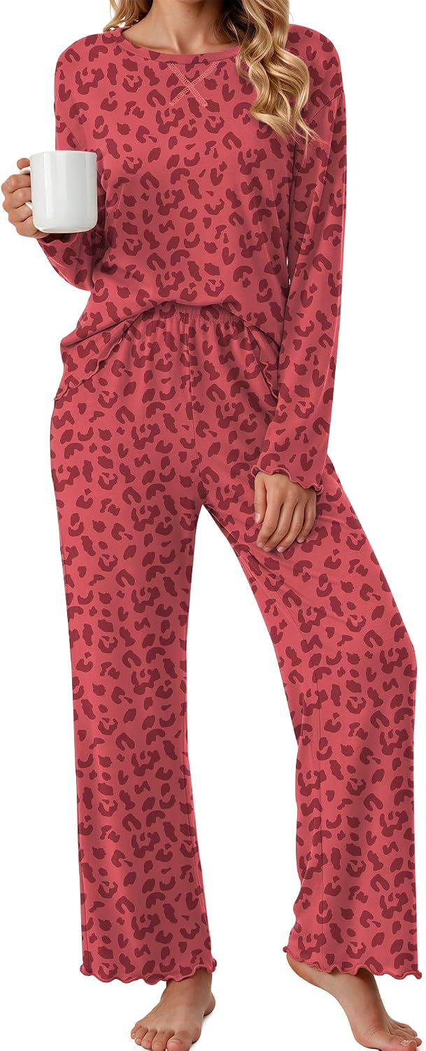 Detalle de Ekouaer Women's Pajama Set, Long Sleeve