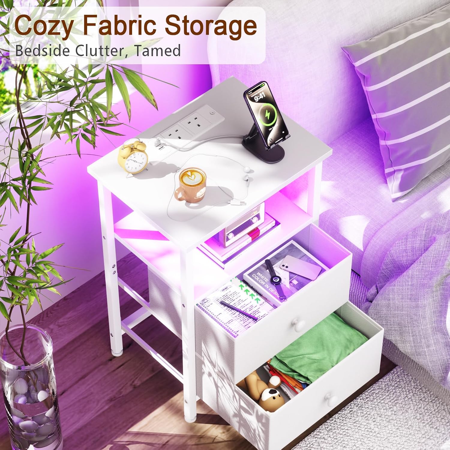 Thumbnail 4 de LOAKEKEL UHETS02WT-1 bedside table with charging station