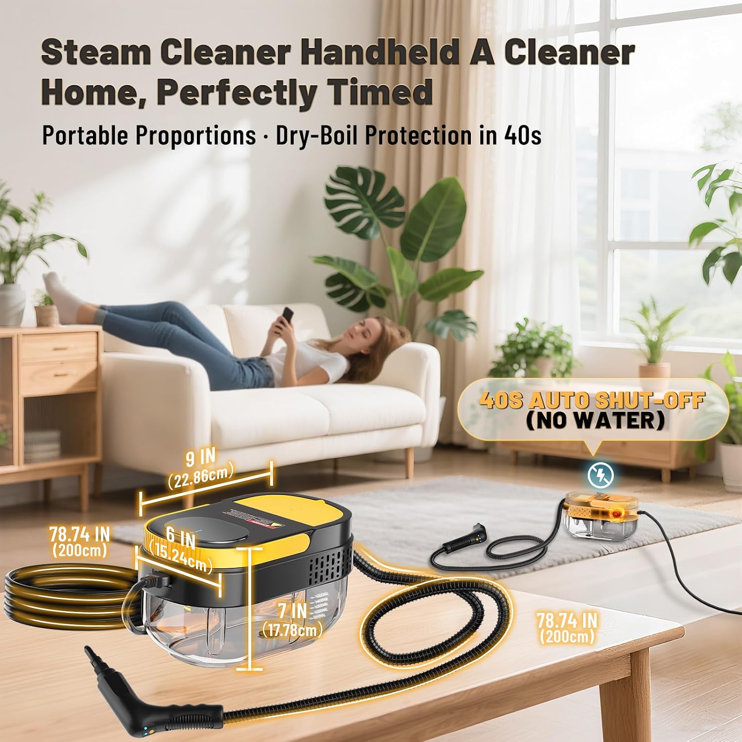 Detalle de Gautye G1 Steam Cleaner, 1.6 L Tank, 15-Second Heat-Up, 15 Accessories
