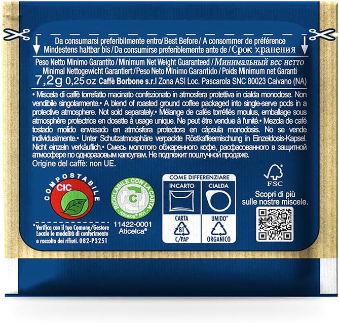 Detalle de Caffè Borbone Cápsulas Compostables Azul - 100 Cápsulas