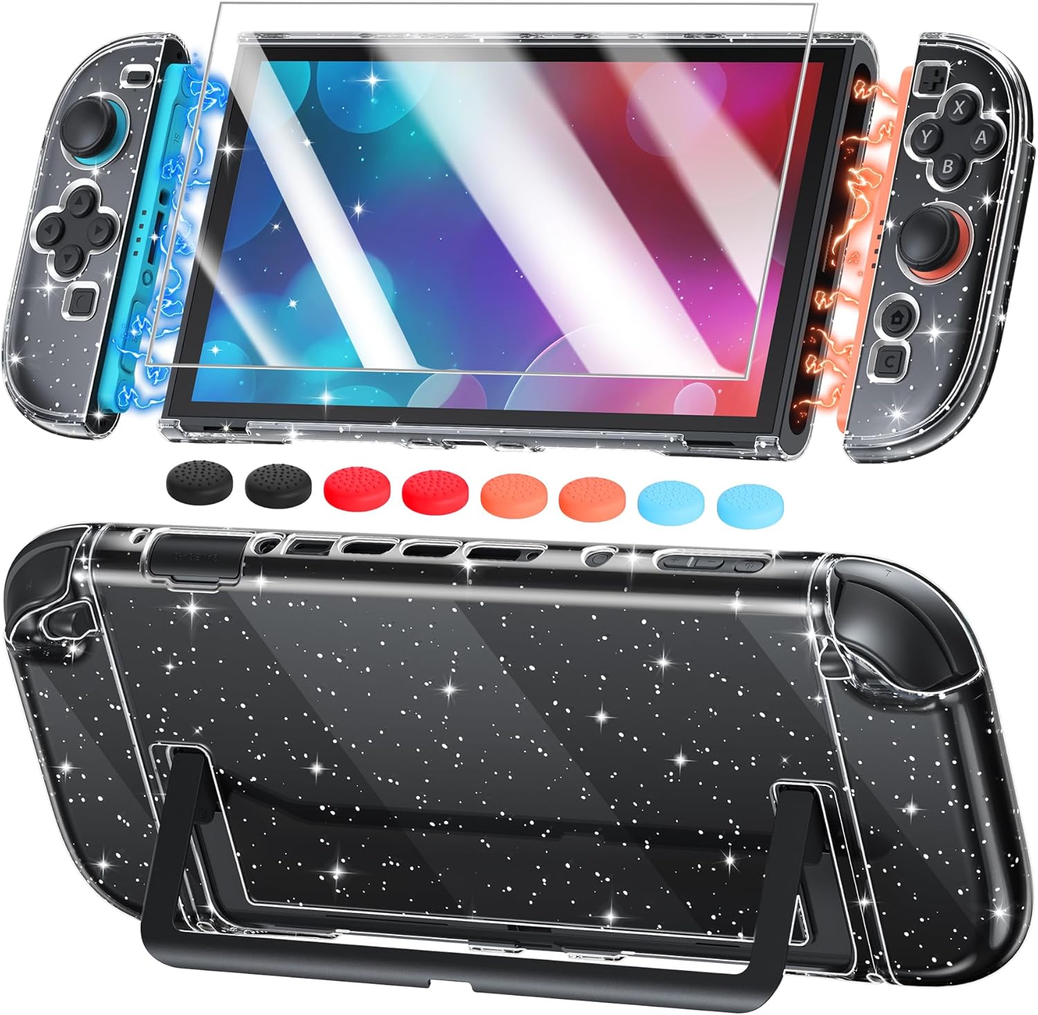 Detalle de FYOUNG Switch 2 Cover Case: Crystal Hard Protective Shell with Glass Screen Protector