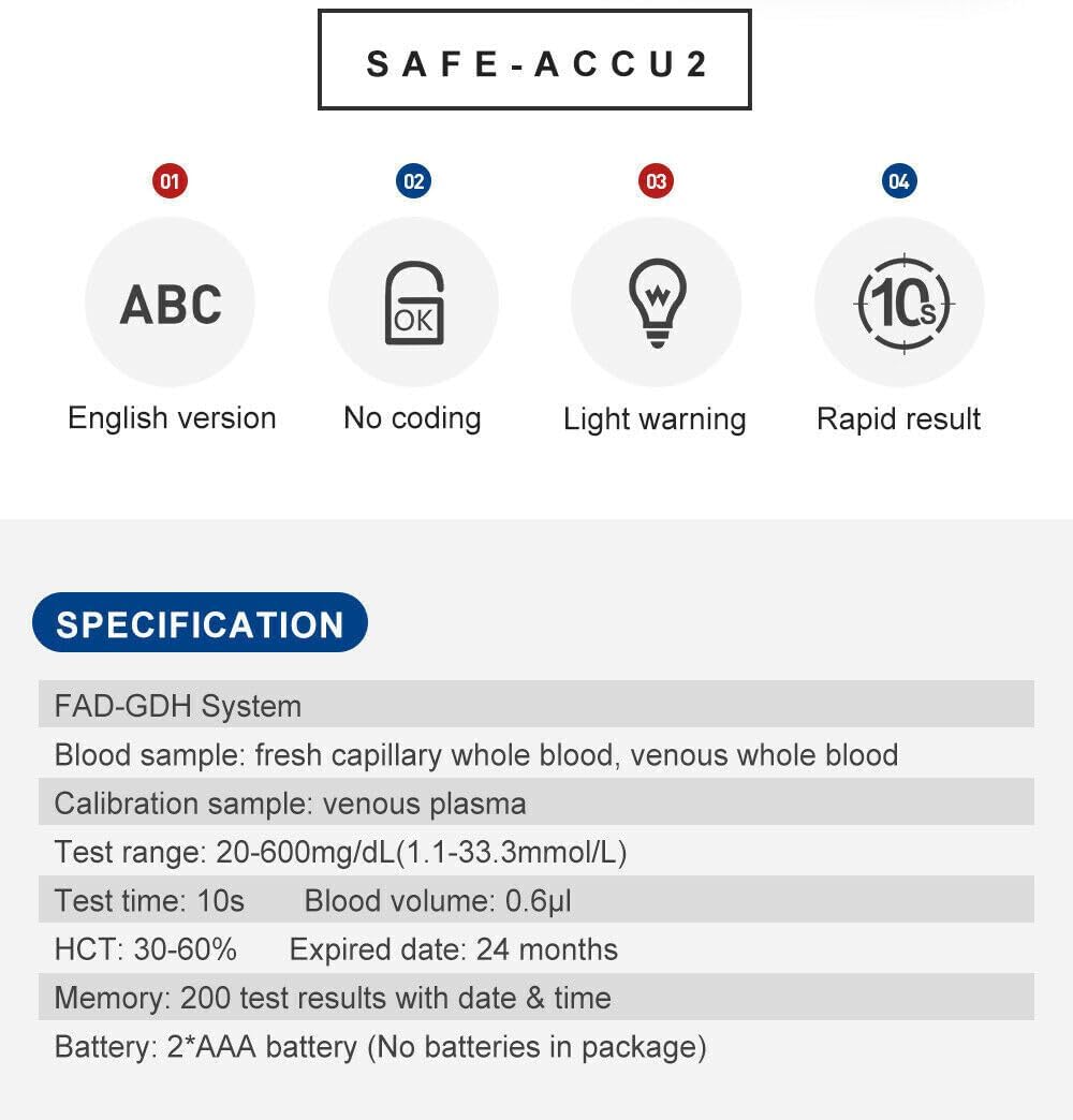 Thumbnail 5 de Sinocare Safe-Accu2 blood glucose monitor 200 memory