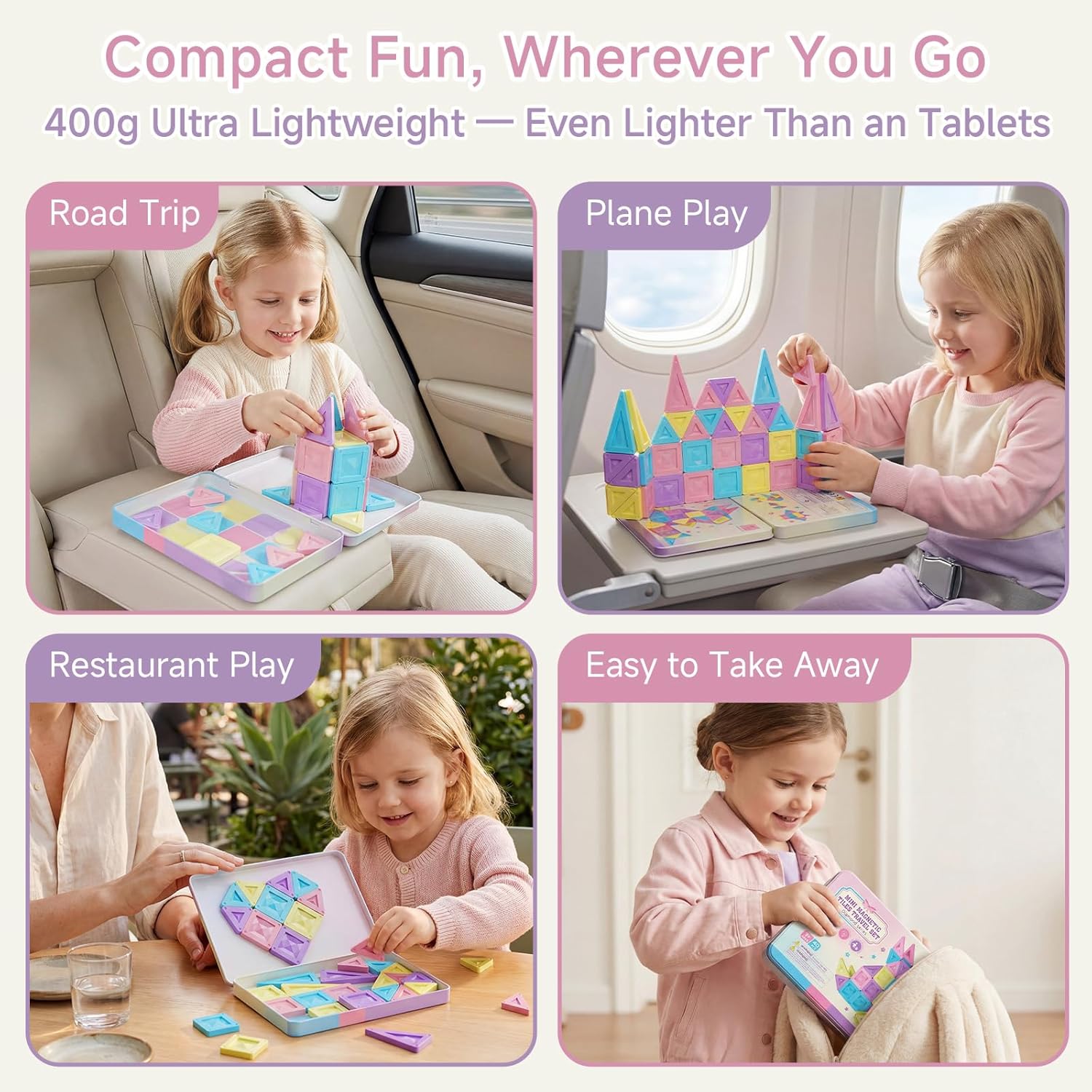 Thumbnail 1 de YOGOHEE Blocs de Construction Magnétique Enfant Voyage – 40 Pièces et Boîte en Métal Anti-Crise