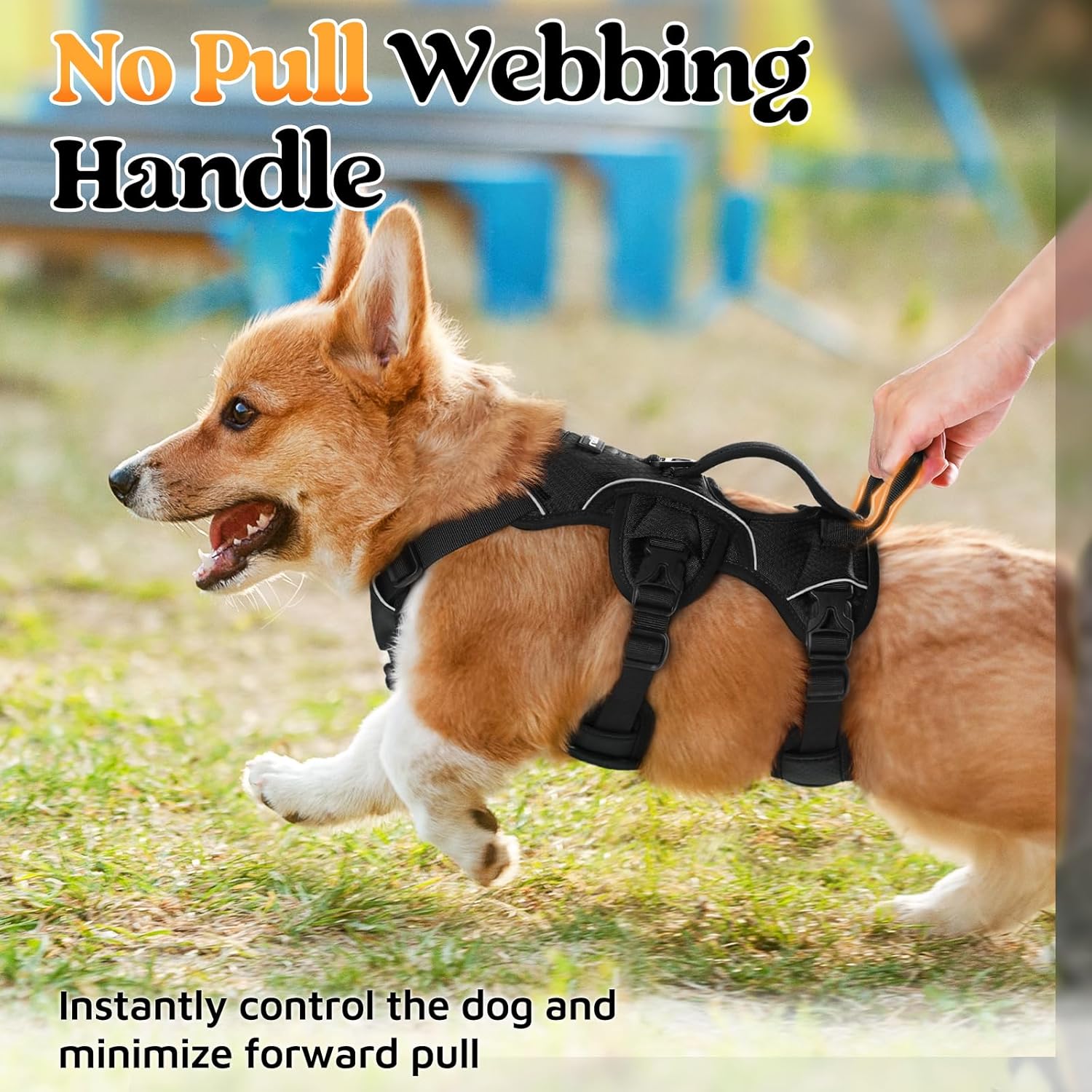 Detalle de rabbitgoo Escape-Proof Dog Harness Small Dog with Handle (Size S) – Adjustable, Reflective & Breathable Vest-Style Harness, Black