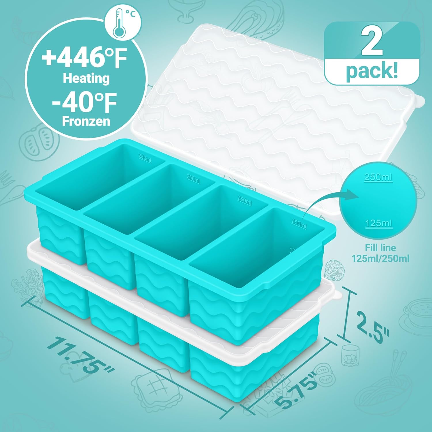 Detalle 2 de Silicone Soup Freezer Molds 250 mL — 2 Pack