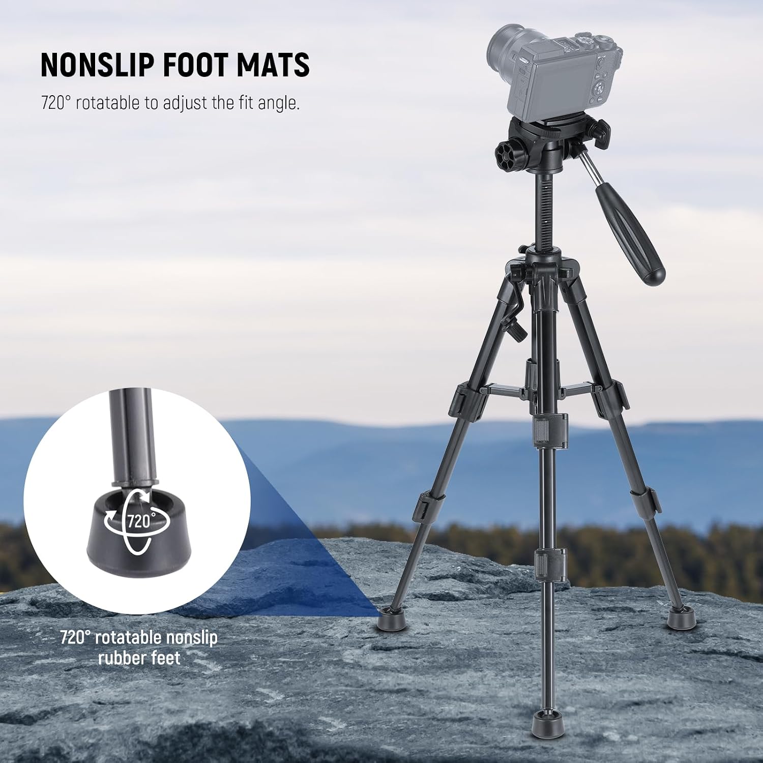 Detalle de NEEWER BASIC TP02 mini desk tripod with 3-way pan tilt head and handle