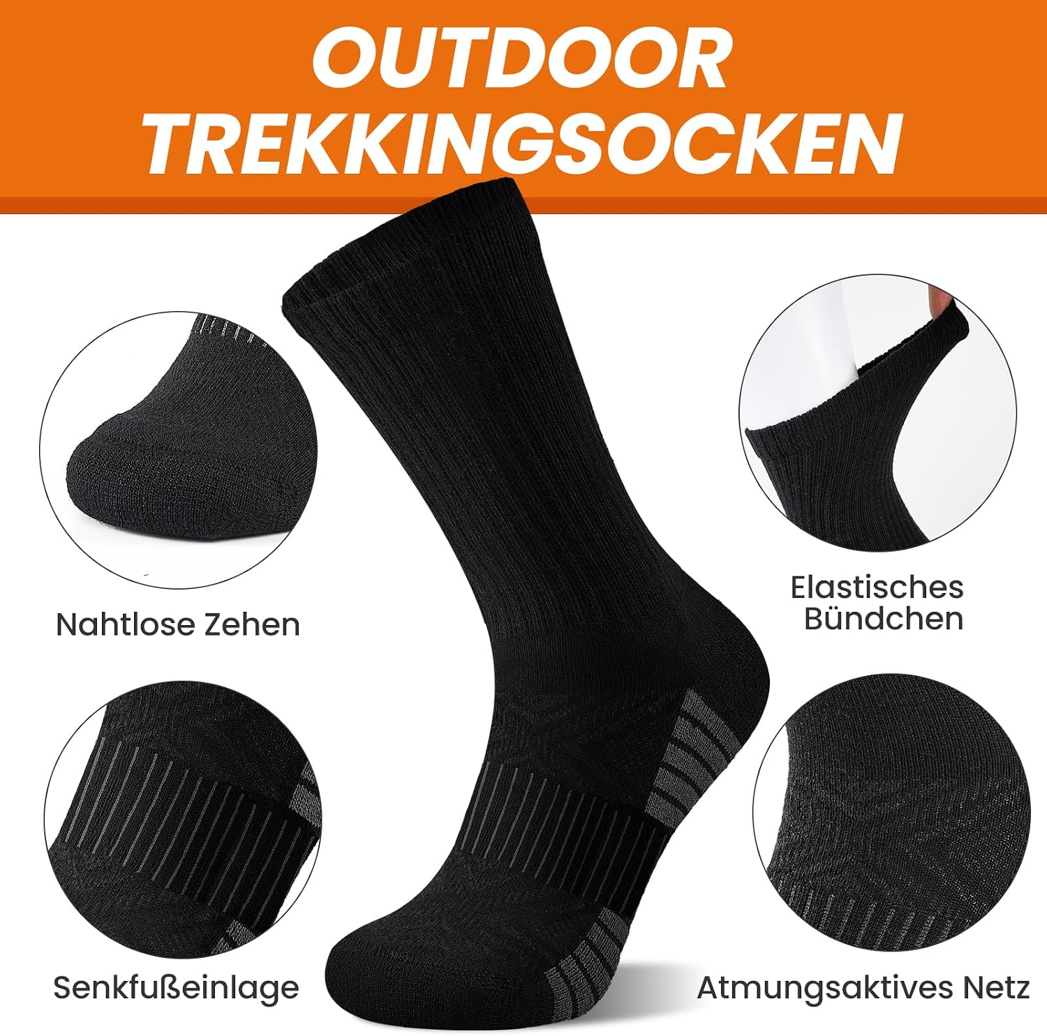 Thumbnail 3 de inaWarm unisex merinowollen sokken, 3 paar, 50% wol en naadloze teen