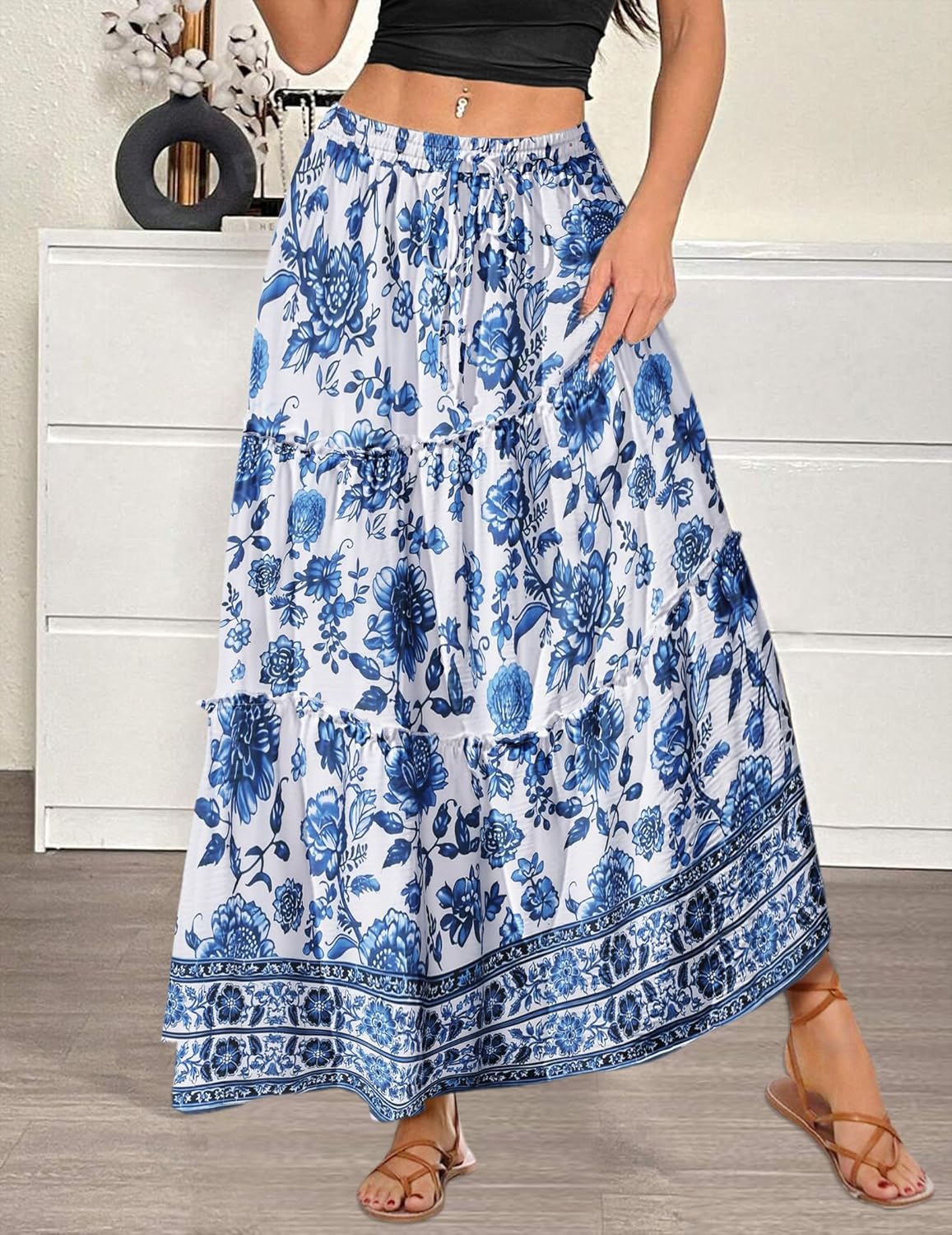 Thumbnail 3 de Zeagoo Jupe Longue Femme Été – Taille haute élastique, A-line, avec poches
