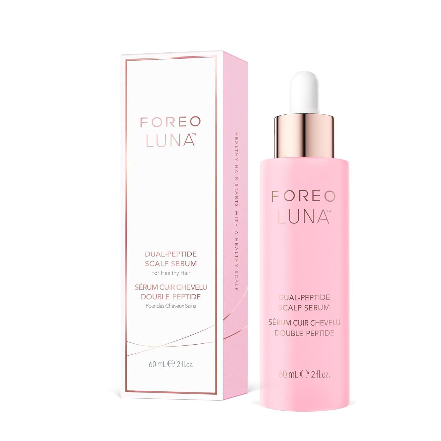 Detalle de FOREO LUNA Dual-Peptid-Kopfhautserum (60 ml) – Haarwachstumsserum mit Peptidkomplex, Cica & Portulak