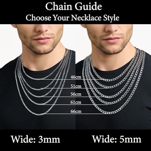 Thumbnail 4 de RANKEEF Collier Homme Acier Inoxydable 3 mm à Maillons Cubains – Durable et Hypoallergénique