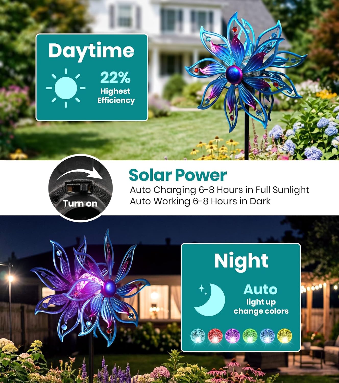 Detalle 2 de VUFOZ Solar Wind Spinner, Blue-Purple Fade