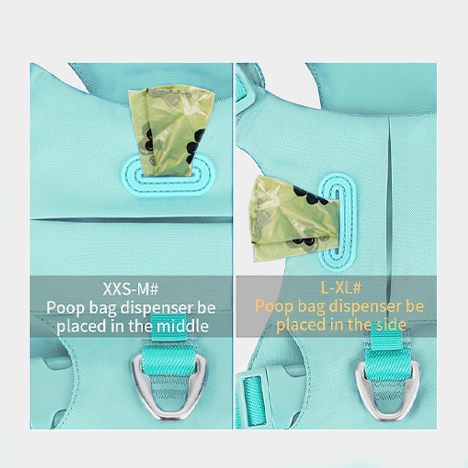 Detalle de Small Combination Dog Harness with Pocket – Adjustable Turquoise (XXS) by SMALL COMBINATION