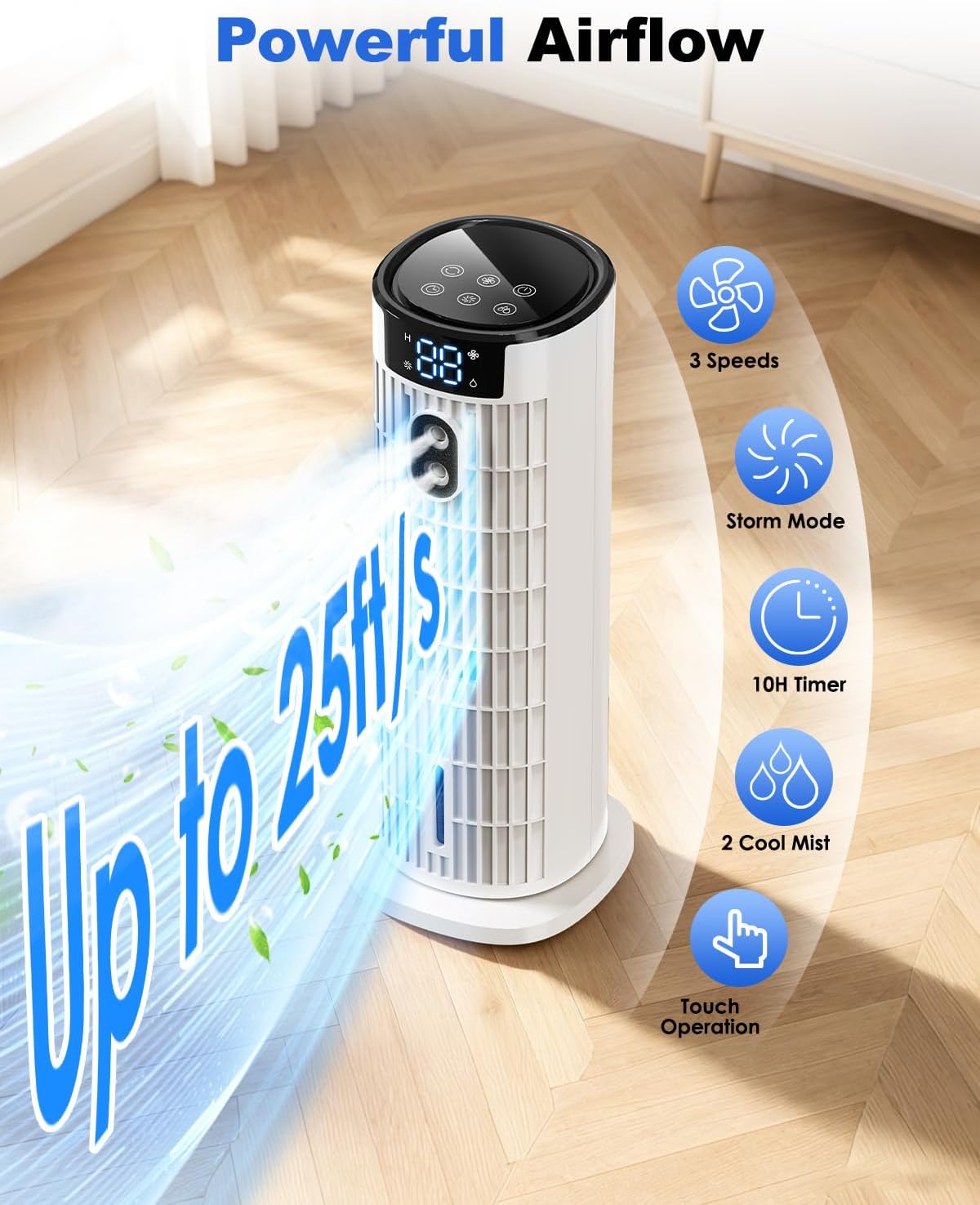 Detalle de Portable 4-in-1 Air Cooler with Tower Fan Design and Remote Control
