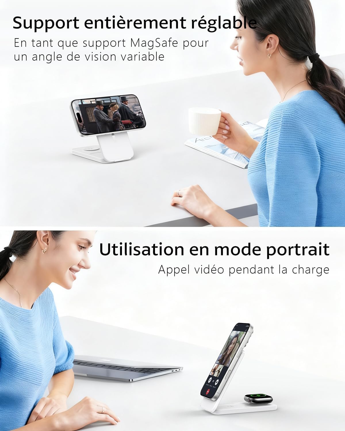 Thumbnail 2 de Chargeur Induction iPhone 3 en 1 XNYAND : station MagSafe compacte pour iPhone, Apple Watch et AirPods