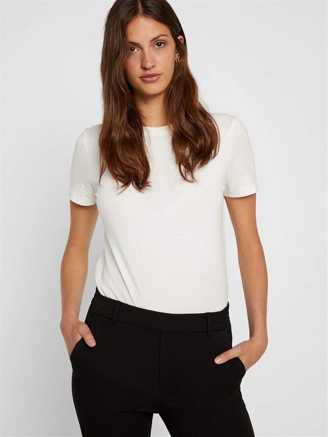 Detalle de VERO MODA VMMaya Mr Loose Solid Pant Tall NOOS: pantaloni da donna comodi e leggeri