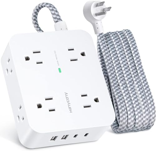 Detalle de HANYCONY 6Ft Surge Protector with 8 Outlets and 4 USB Ports ⚡