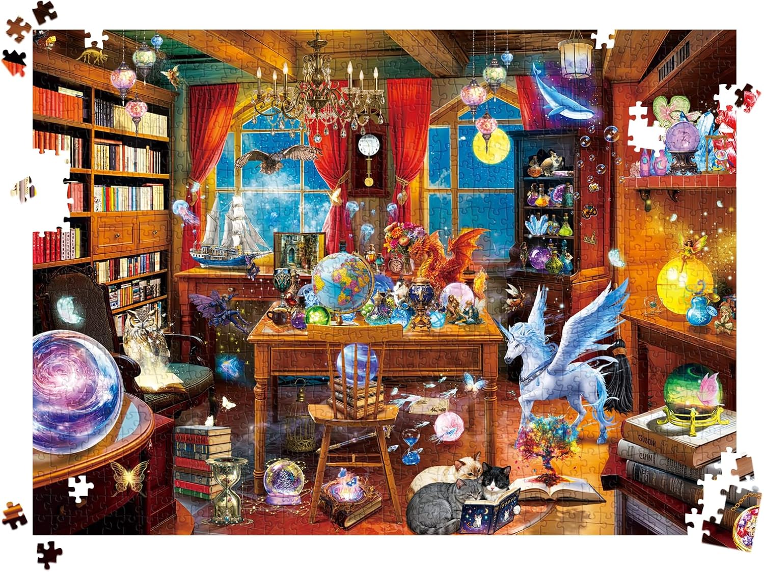 Thumbnail 6 de HUADADA 1000-Piece Jigsaw Puzzle for Adults: Magical Wizard Study