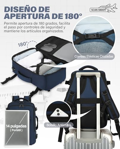 Thumbnail 5 de VANKEV Mochila de Viaje para Cabina 40x20x25 cm (20 L): práctica para Ryanair y más