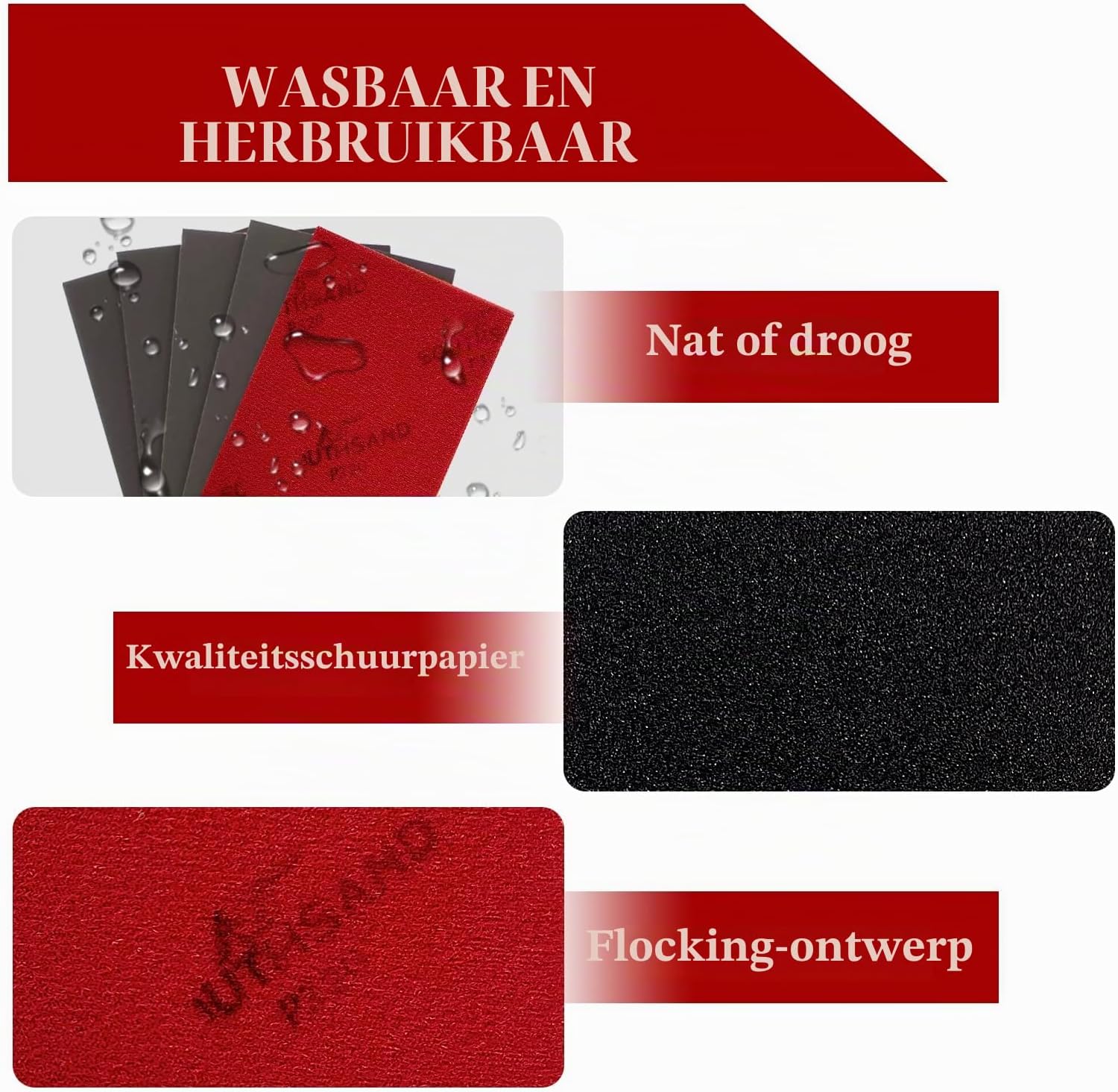 Detalle de Geogieew HMSK-HZ-SET-01 schuursponsenset, 16 stuks, P180–P2500