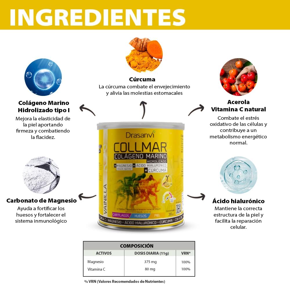 Detalle de Amazon Pack Collmar Magnesio, Cúrcuma y Vainilla 300g x3 🍃