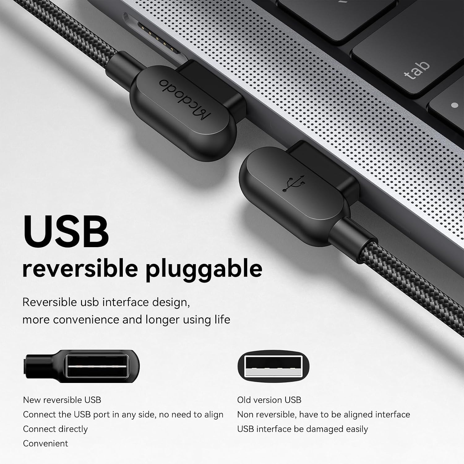 Thumbnail 6 de mcdodo 6FT USB-A to USB-C Cable with 90 Degree Right Angle and LED Indicator (1.8m)