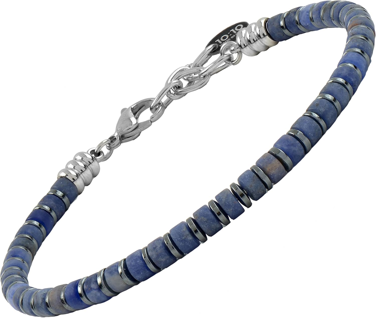 Thumbnail 5 de 10:10 Bracciale uomo pietre naturali, ematite e acciaio inossidabile – Artigianale italiano, regolabile