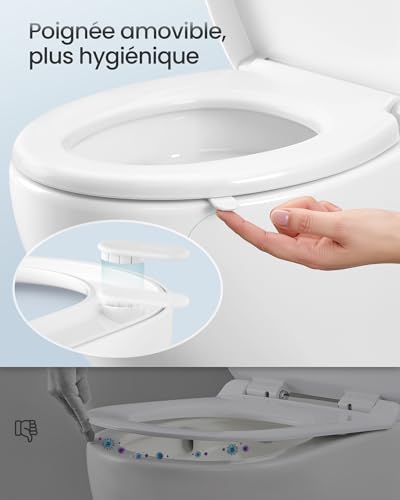 Detalle de SONGMICS Abattant WC Forme O avec frein de chute et poignée – Siège en PP, capacité 300 kg