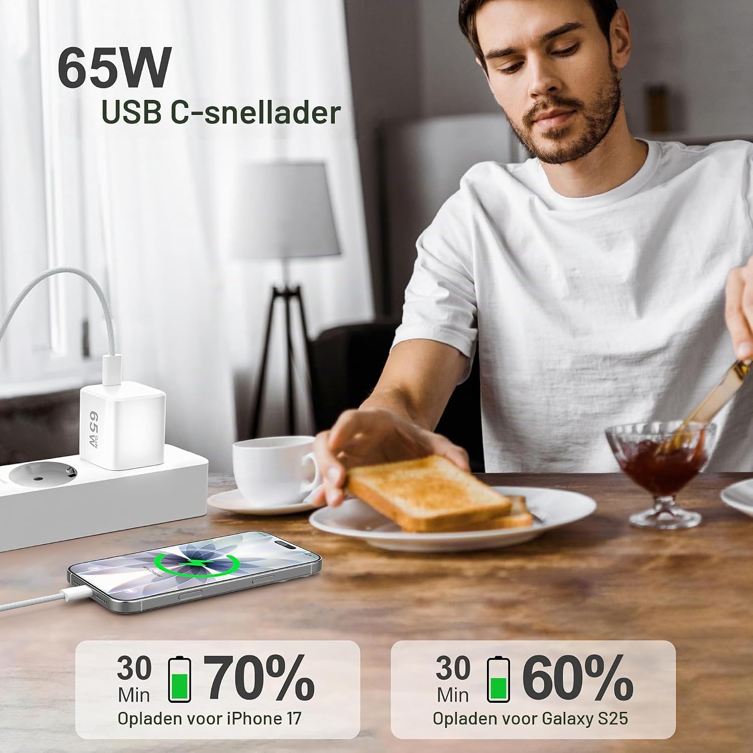Thumbnail 2 de YISH TR417002 65W USB-C-snellader met GaN-technologie en 1 poort
